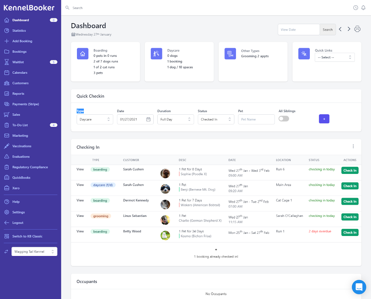 screenshot of Kennel Booker